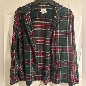 L.L. Bean Women's Flannel Button Up- Green and Red